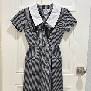 Vintage Striped Sue Brett with Collared V-Neck